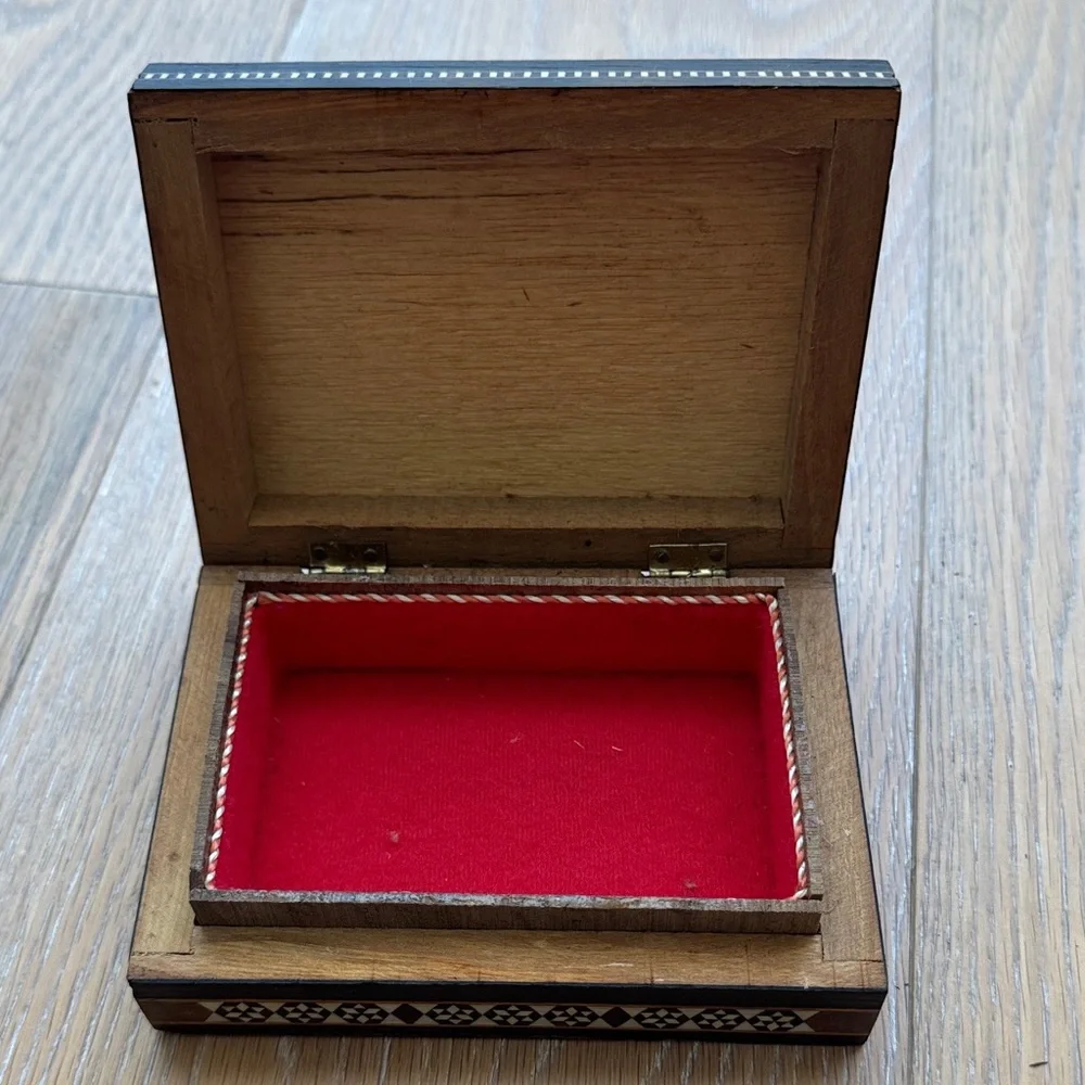 Vintage Rectangle Wood Mosaic inlay Box